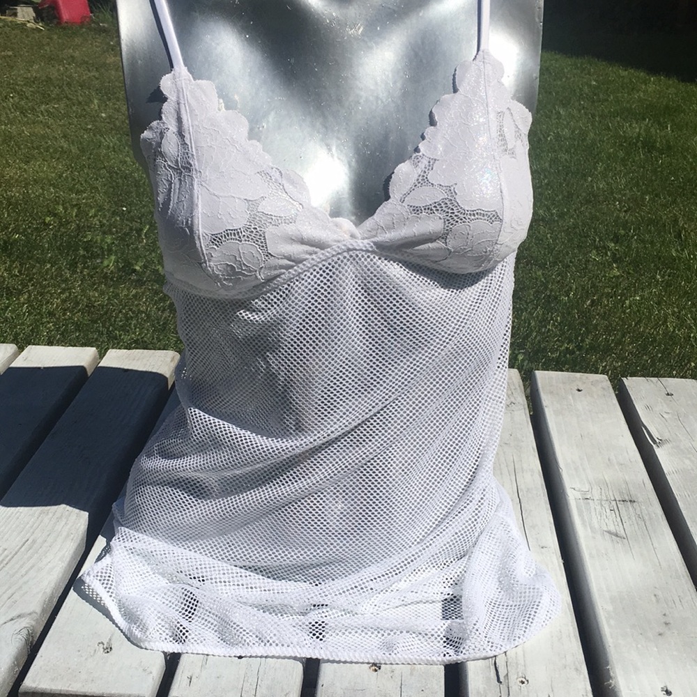 Fenty Floral Lace & Mesh Slip white M